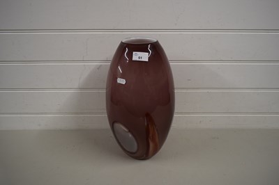 Lot 51 - CONTEMPORARY LARGE ART GLASS VASE UNSIGNED