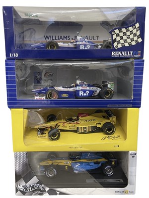 Lot 224 - Four boxed 1:18 scale die-cast racing car...