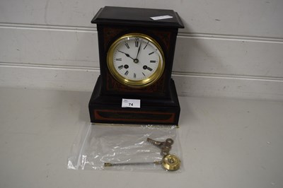 Lot 74 - VICTORIAN BLACK SLATE AND MARBLE MANTEL CLOCK...