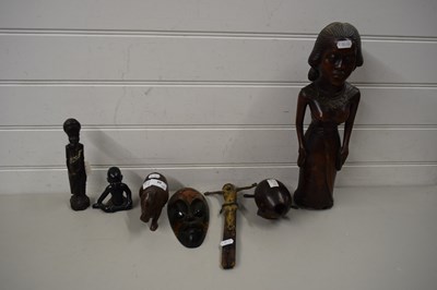 Lot 88 - MIXED LOT OF VARIOUS ETHNIC CARVED FIGURES AND...