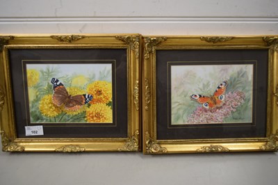 Lot 102 - PETER HUNT, STUDIES OF PEACOCK AND RED ADMIRAL...
