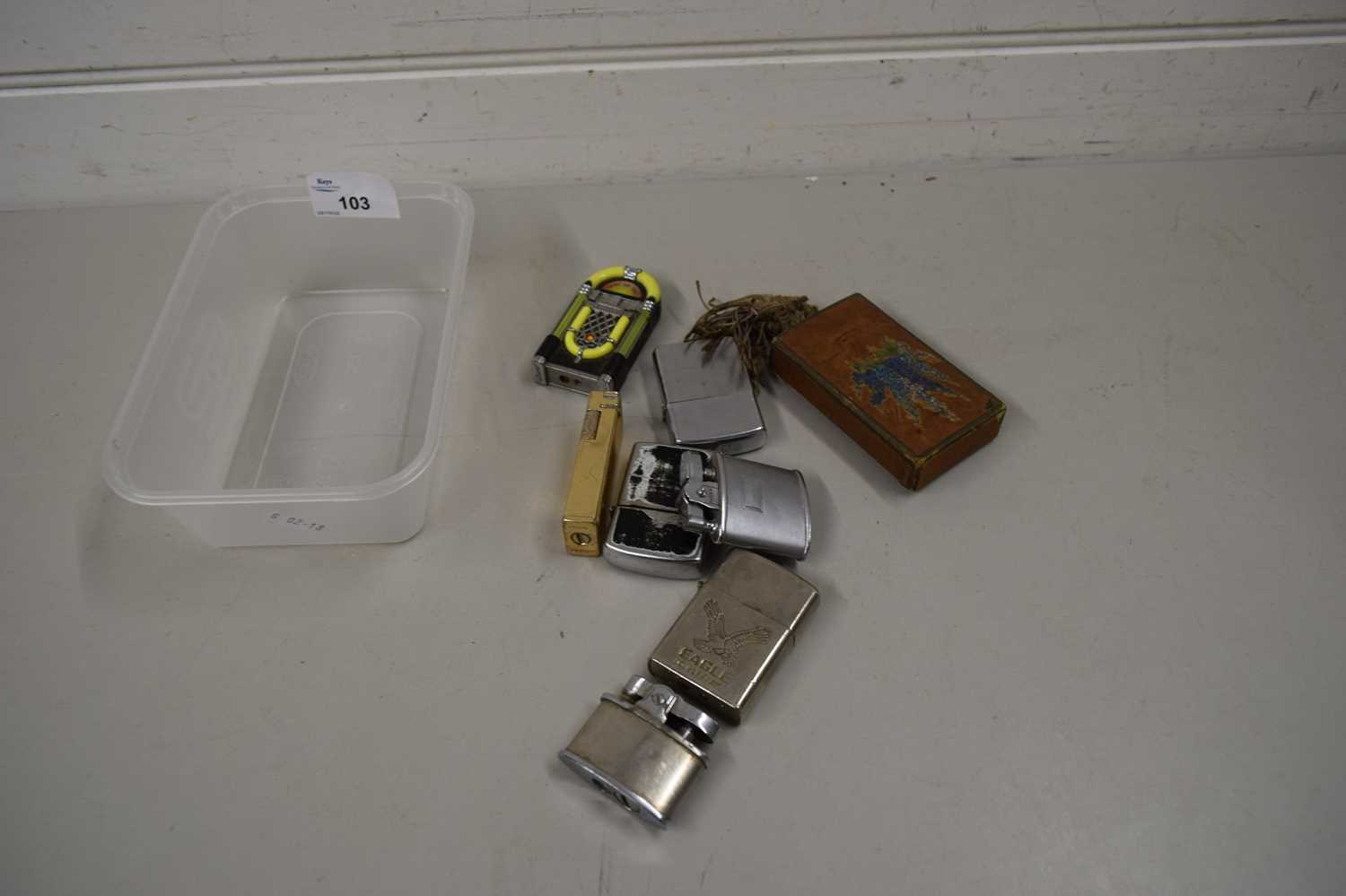 Lot 103 - BOX OF VARIOUS NOVELTY CIGARETTE LIGHTERS AND...