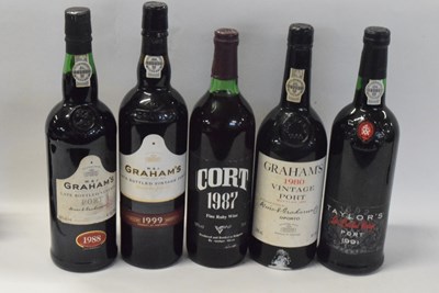 Lot 224 - Five bottles of port to include Graham's 1980,...