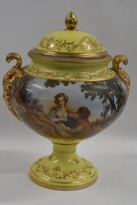 Lot 309 - A continental porcelain vase and cover with a...