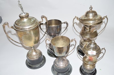 Lot 227 - Group of five various silver plated trophy...