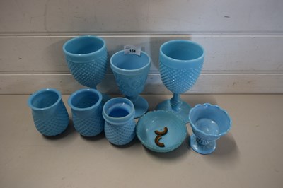 Lot 164 - MIXED LOT TURQUOISE PRESSED GLASS GOBLETS  AND...
