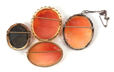 Lot 37 - Four cameo brooches, to include a 9ct mounted...