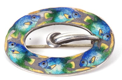 Lot 77 - An enamelled buckle/brooch, the oval unmarked...