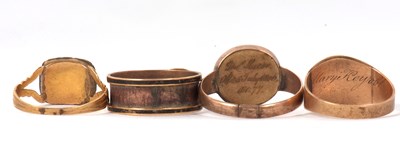 Lot 85 - Four 19th century memorial rings, all unmarked,...