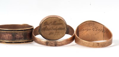 Lot 85 - Four 19th century memorial rings, all unmarked,...