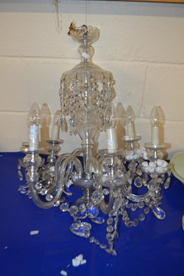 Lot 7 - A 20th Century clear glass six branch...