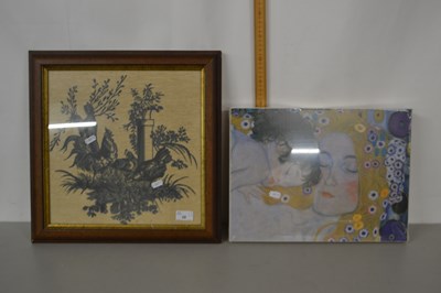 Lot 28 - Mixed Lot: A framed needlework of chickens...