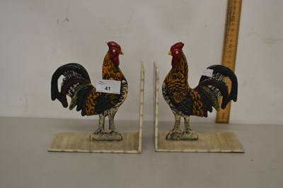Lot 41 - Pair of book ends formed as cockerels