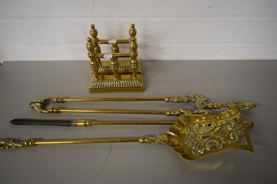 Lot 187 - BRASS FIRE TOOLS AND BRASS FIRE DOGS
