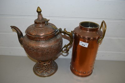 Lot 214 - ISLAMIC COPPER SPIRIT KETTLE TOGETHER WITH A...