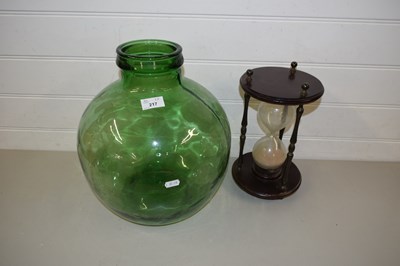 Lot 217 - GREEN GLASS TERRARIUM TOGETHER WITH A WOOD...