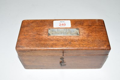 Lot 240 - Small polished hardwood case containing three...