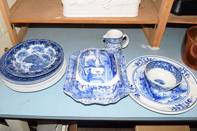 Lot 500 - MIXED LOT VARIOUS BLUE AND WHITE DINNER WARES...