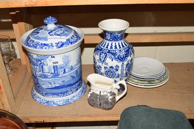 Lot 566 - MIXED LOT SPODE GINGER JAR, VARIOUS MIXED...