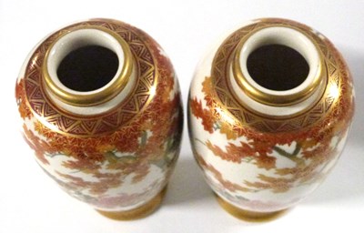 Lot 266 - A pair of Japanese Satsuma wear vases of...