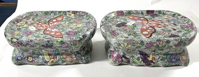 Lot 277 - Two Chinese porcelain planters and stands,...