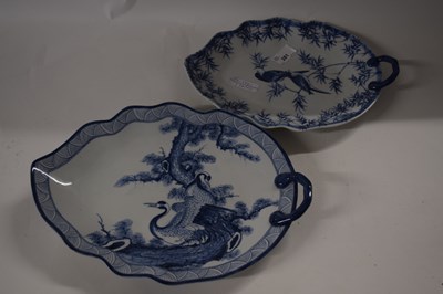 Lot 281 - Two Japanese porcelain leaf shaped dishes...