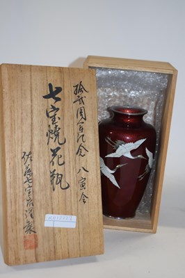 Lot 283 - A Japanese porcelain Cloisonne vase finely...