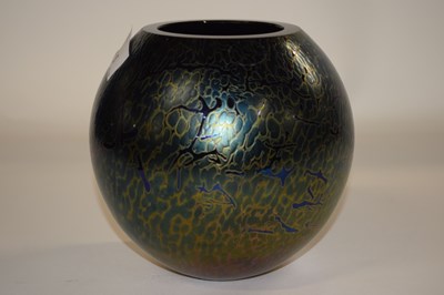 Lot 295 - A globular glass vase with a lustre design in...