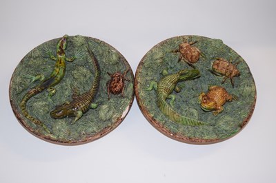 Lot 300 - A small pair of Portuguese Caldas pottery...