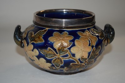 Lot 304 - A small Doulton Lambeth bowl with white metal...