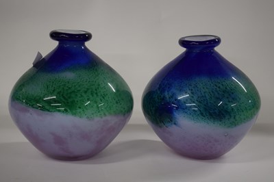 Lot 307 - Two heavy Studio Glass vases with a mottled...