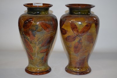 Lot 312 - A pair of Royal Doulton natural foliage ware...