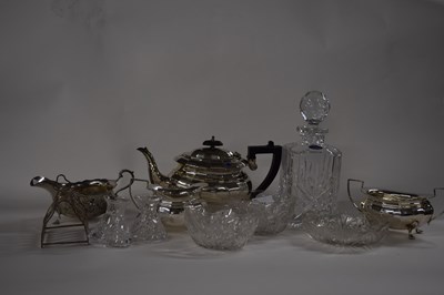 Lot 319 - A silver plated tea set and toast rack...