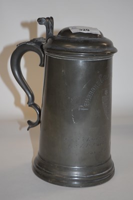 Lot 320 - A pewter tankard in Georgian style with glass...