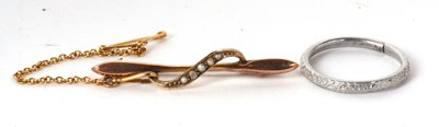 Lot 67 - A seed pearl bar brooch, indistinctly stamped...