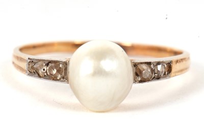 Lot 9 - A 'pearl' and diamond ring, the central 'pearl'...