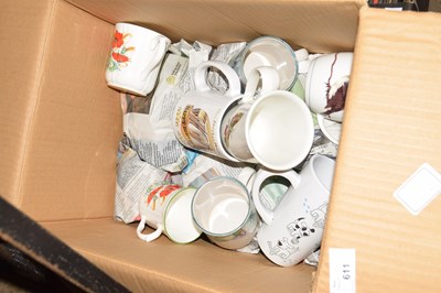 Lot 611 - BOX OF VARIOUS MUGS