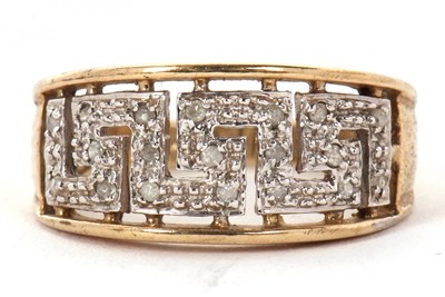 Lot 13 - A 9ct and diamond Greek key style ring, the...