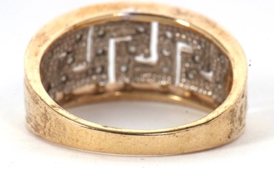 Lot 13 - A 9ct and diamond Greek key style ring, the...