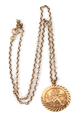 Lot 98 - A 9ct St Christopher pendant and chain, the...