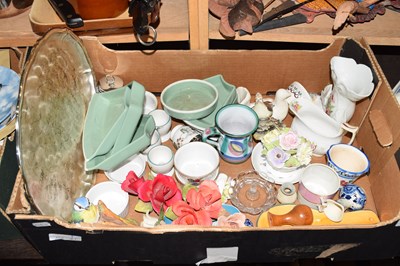 Lot 627 - ONE BOX VARIOUS CERAMICS, ORNAMENTS, KITCHEN...