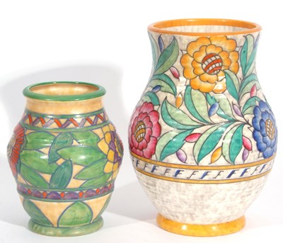 Lot 49 - A Charlotte Rhead vase with loop handle with...