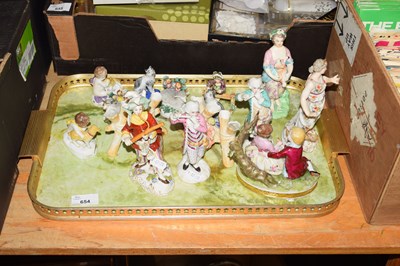 Lot 654 - MIXED LOT VARIOUS CONTINENTAL FIGURINES, SPILL...