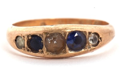 Lot 30 - A 9ct sapphire and white stone ring, the...