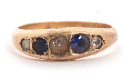 Lot 30 - A 9ct sapphire and white stone ring, the...