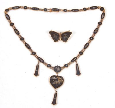 Lot 125 - A Japanese Damascene necklace and brooch,...