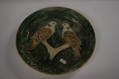 Lot 327 - A Studio Pottery dish with two birds in...