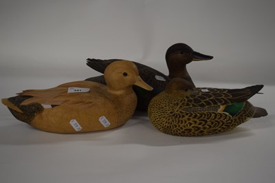 Lot 341 - Quantity of three wooden ducks, one by Jane...