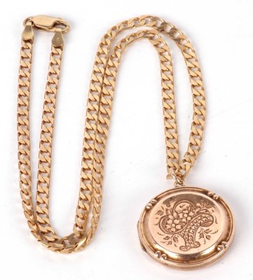Lot 48 - A 9ct necklace and a goldplated locket, the...