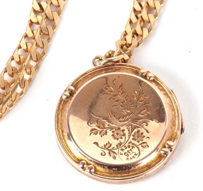 Lot 48 - A 9ct necklace and a goldplated locket, the...